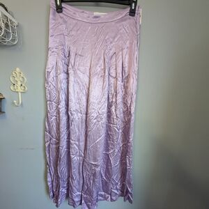 Anthropologie Lilac Satin Wide Leg Pants 12P